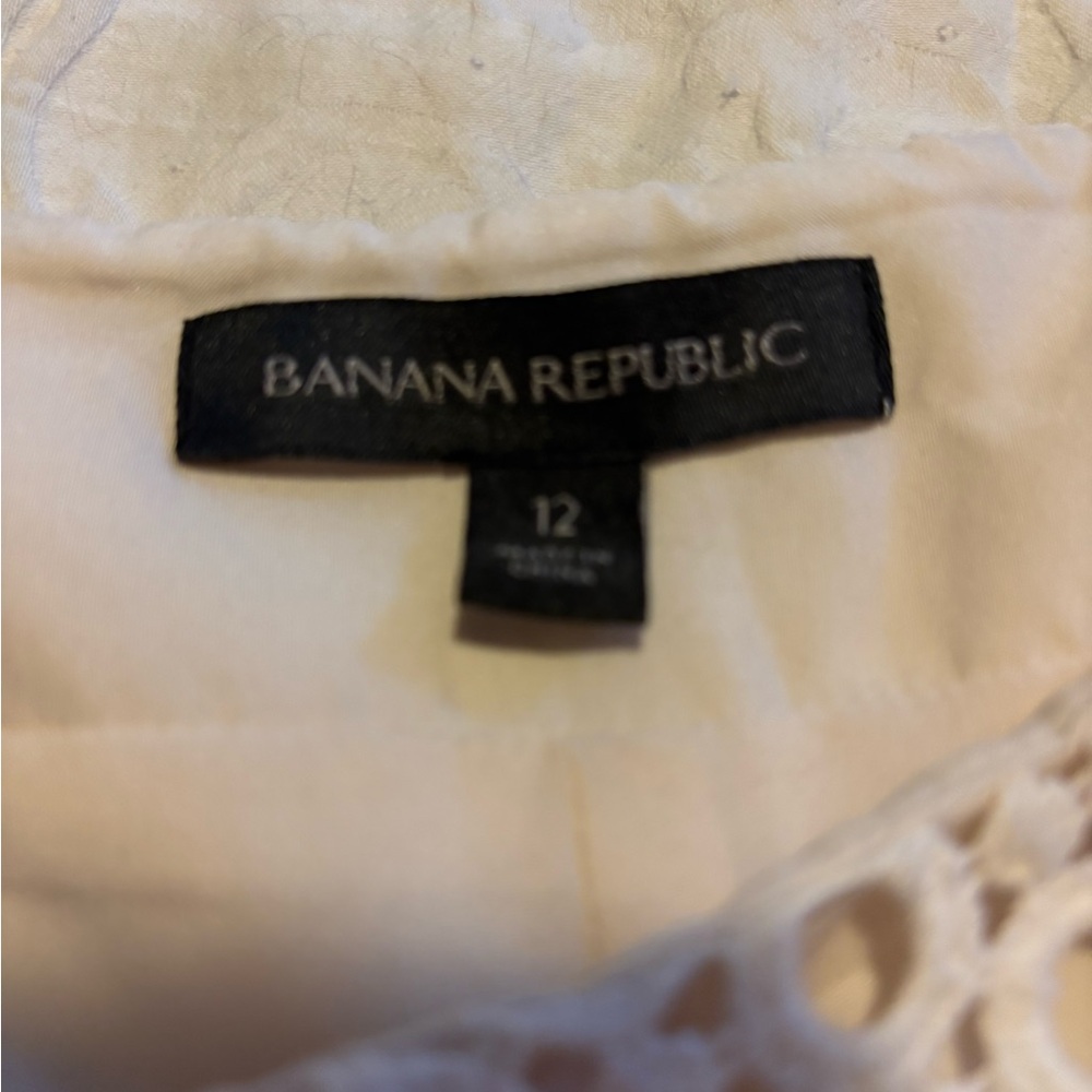 Banana Republic Lace Eyelet Mid rise Shorts cotton ivory summer - Picture 4 of 6